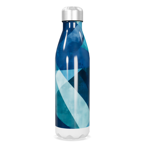 Garrafa Inox - Azul com Estampa Geométrica