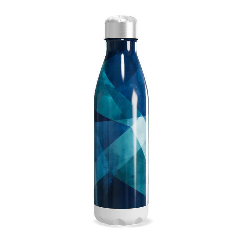 Garrafa Inox - Azul com Estampa Geométrica