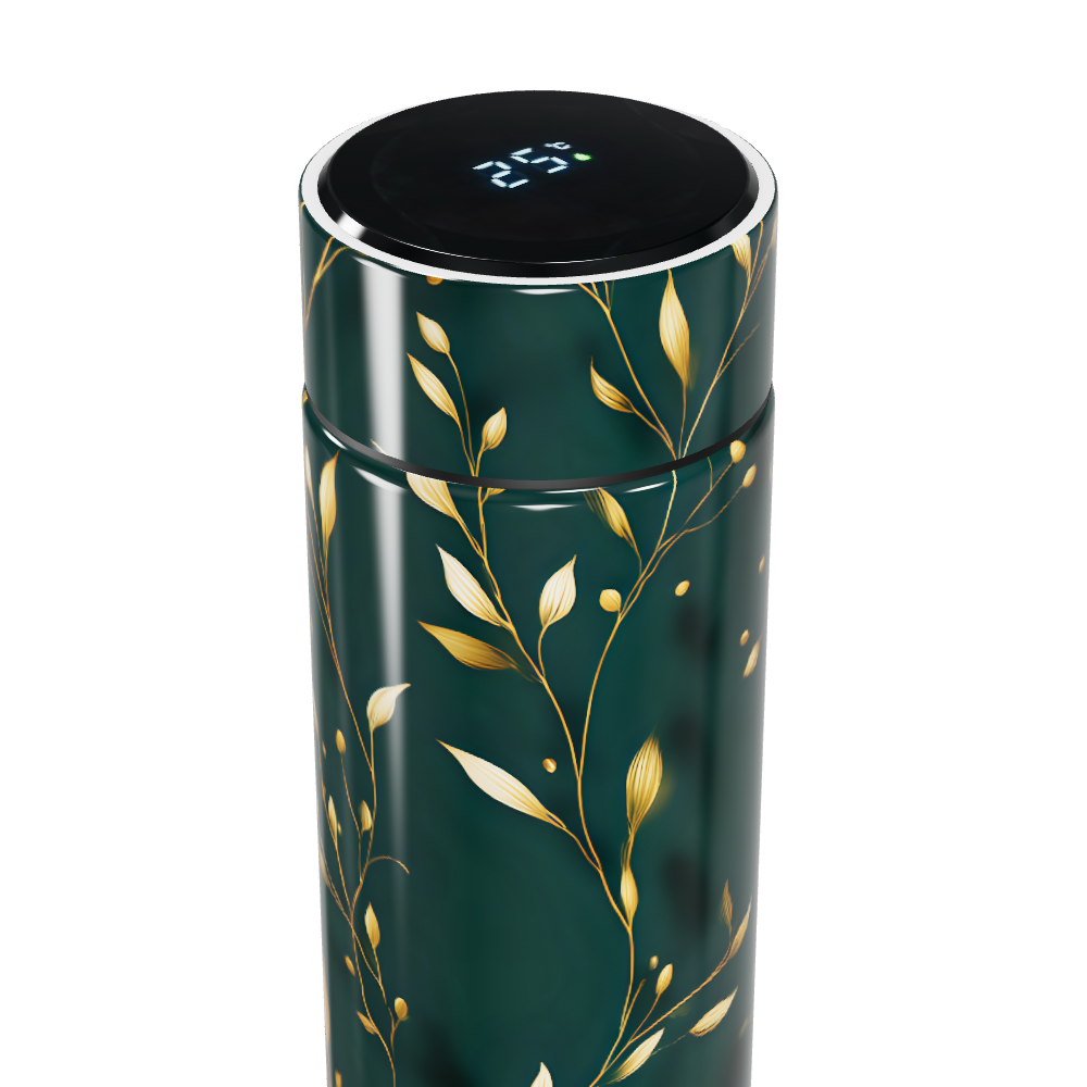 Garrafa Térmica Touch - Verde Floral Elegante
