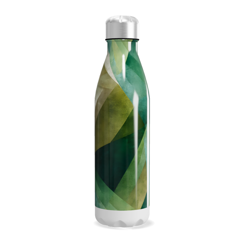 Garrafa Inox - Verde com Design Geométrico