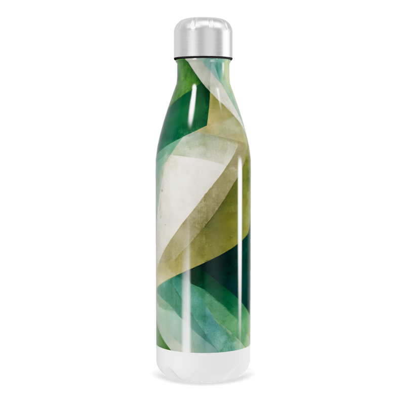 Garrafa Inox - Verde com Design Geométrico