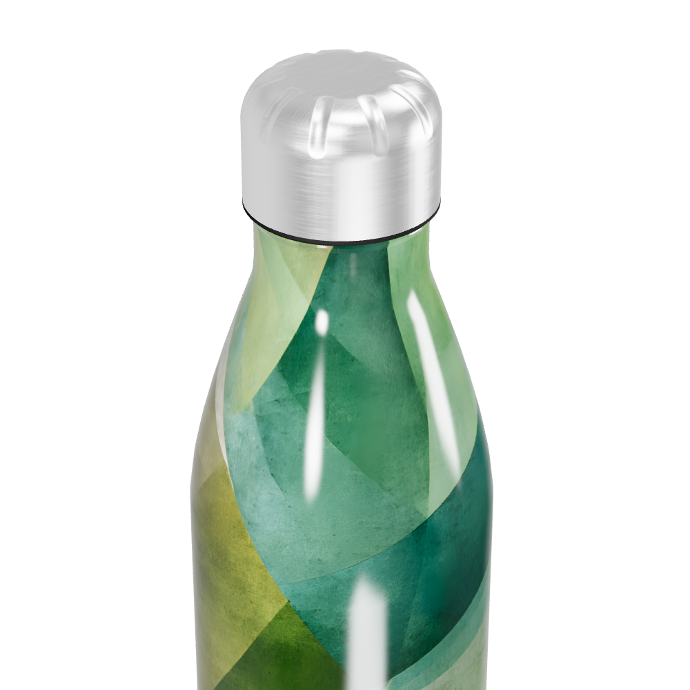 Garrafa Inox - Verde com Design Geométrico