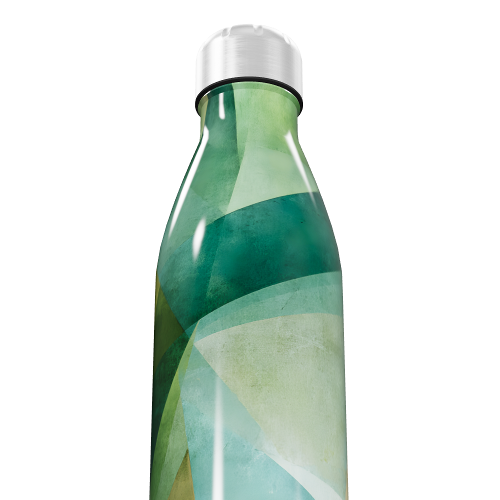 Garrafa Inox - Verde com Design Geométrico