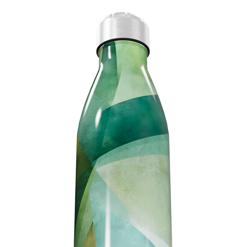 Garrafa Inox - Verde com Design Geométrico