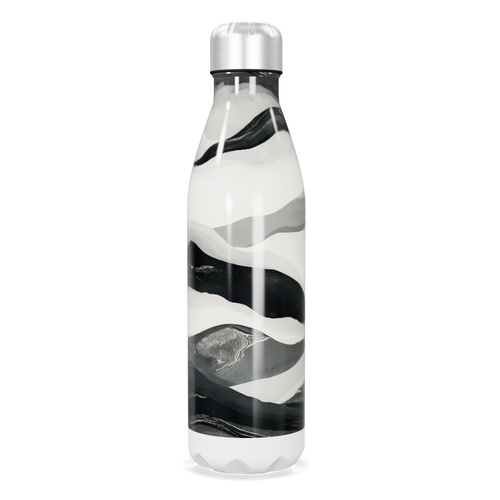 Garrafa Inox - Estampa Ondas Preto e Branco