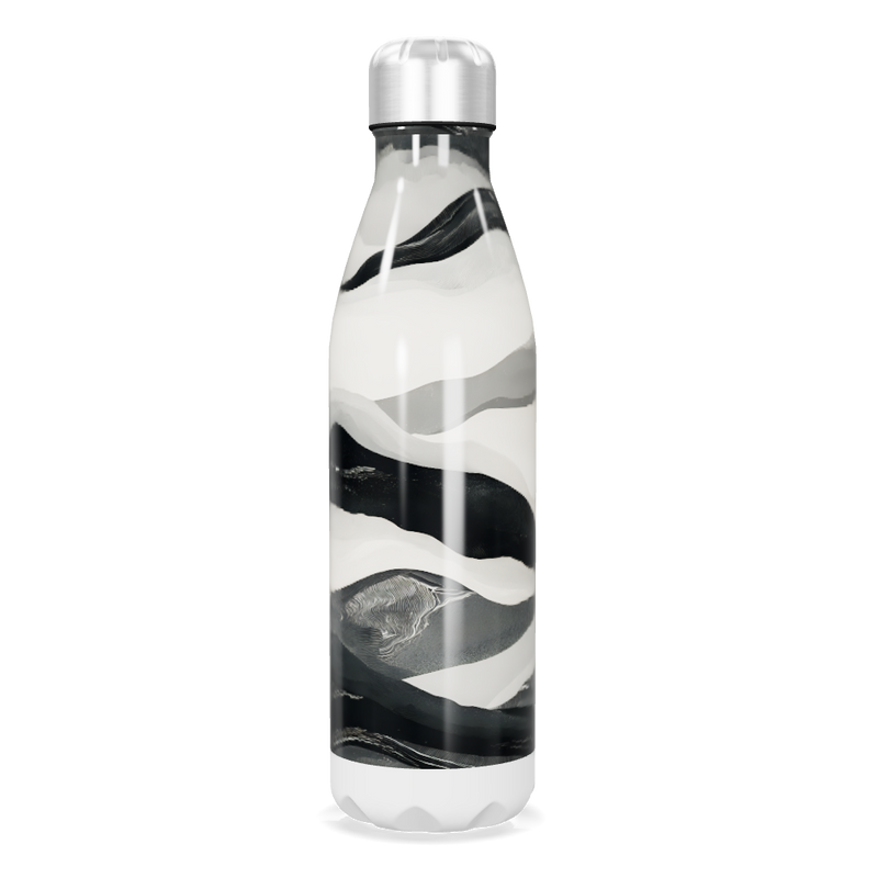 Garrafa Inox - Estampa Ondas Preto e Branco