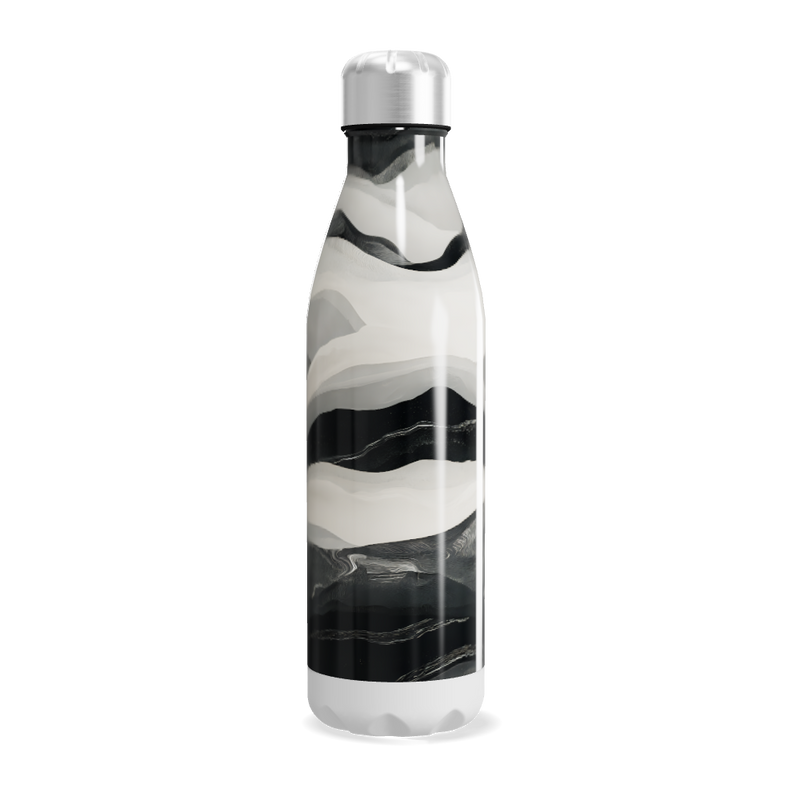 Garrafa Inox - Estampa Ondas Preto e Branco