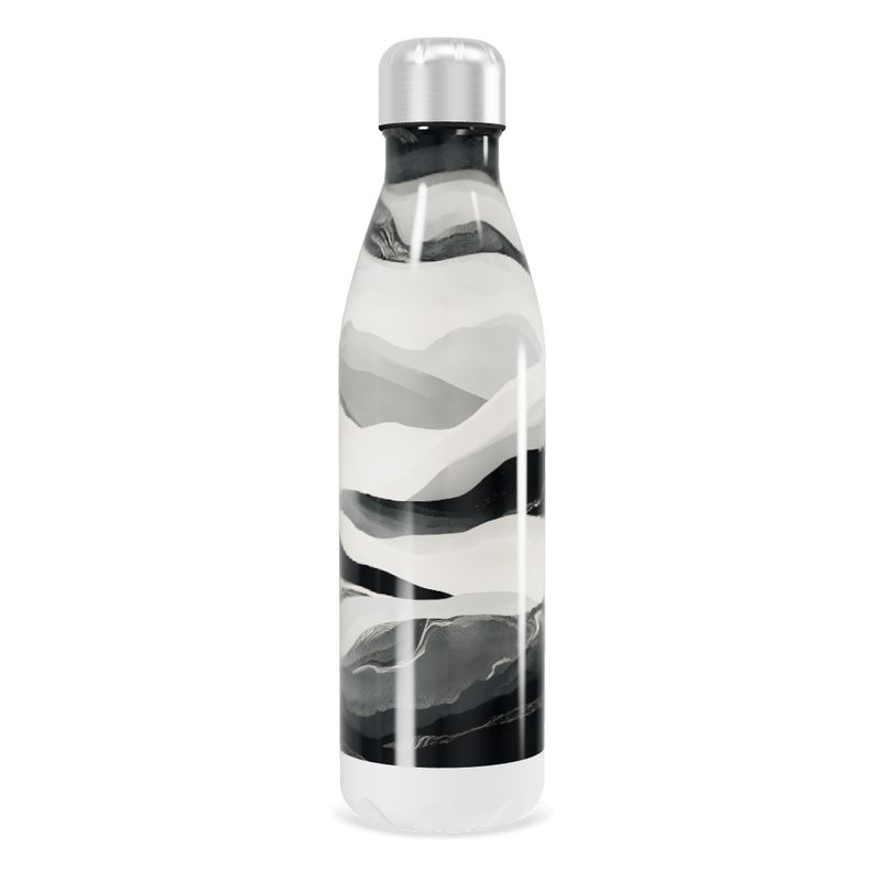 Garrafa Inox - Estampa Ondas Preto e Branco
