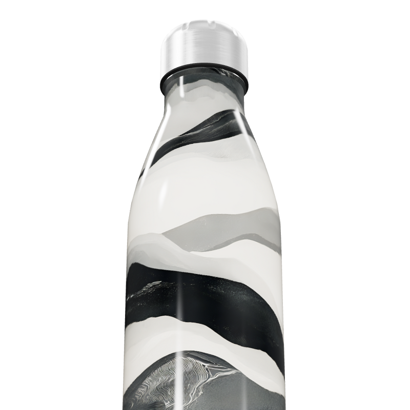 Garrafa Inox - Estampa Ondas Preto e Branco