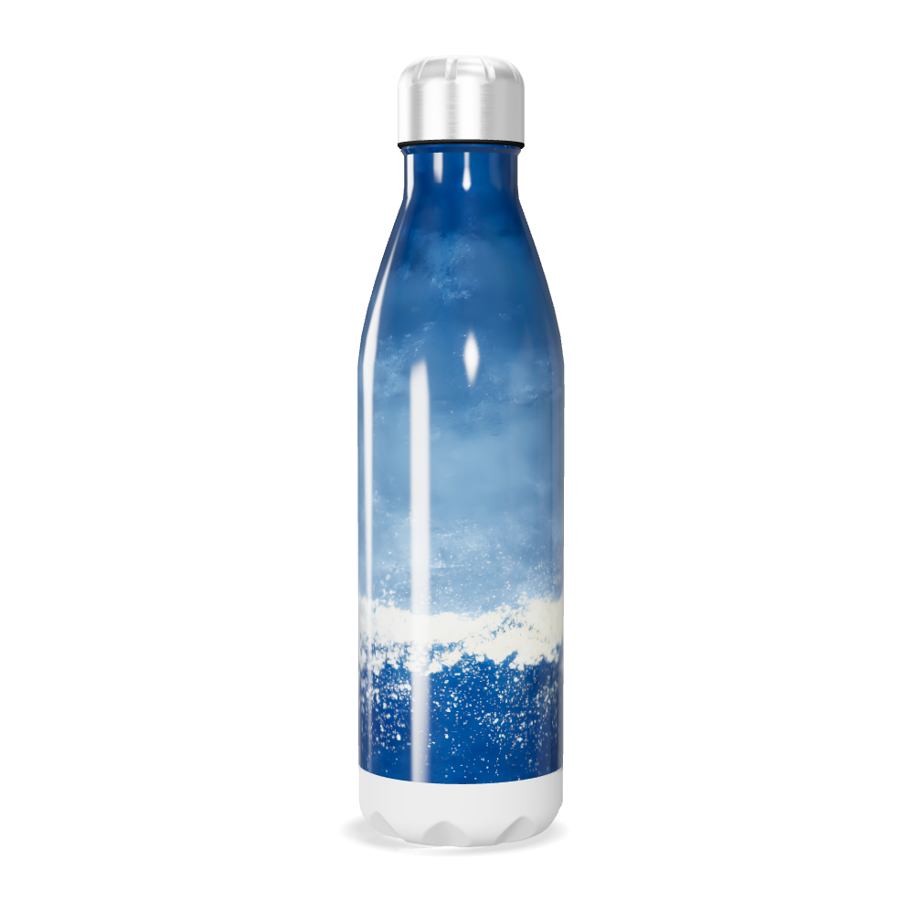 Garrafa Inox - Azul com Estampa de Ondas