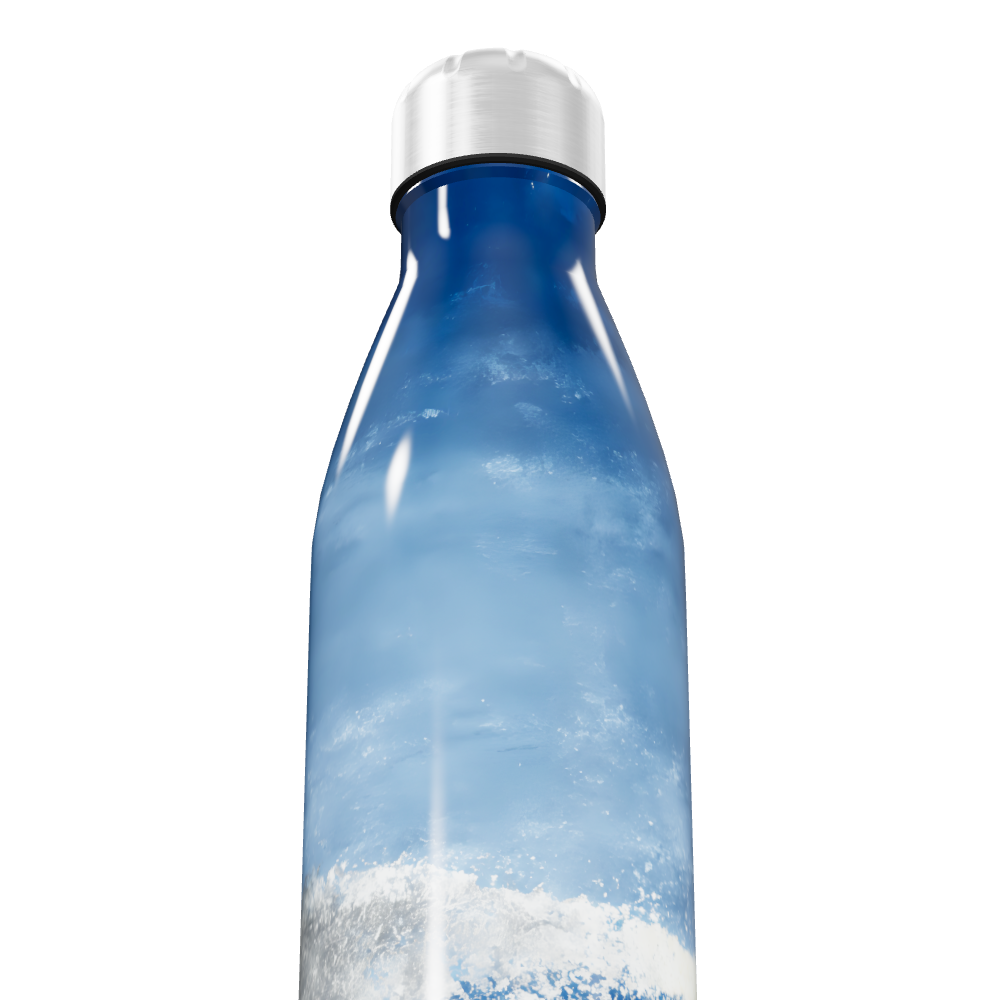 Garrafa Inox - Azul com Estampa de Ondas