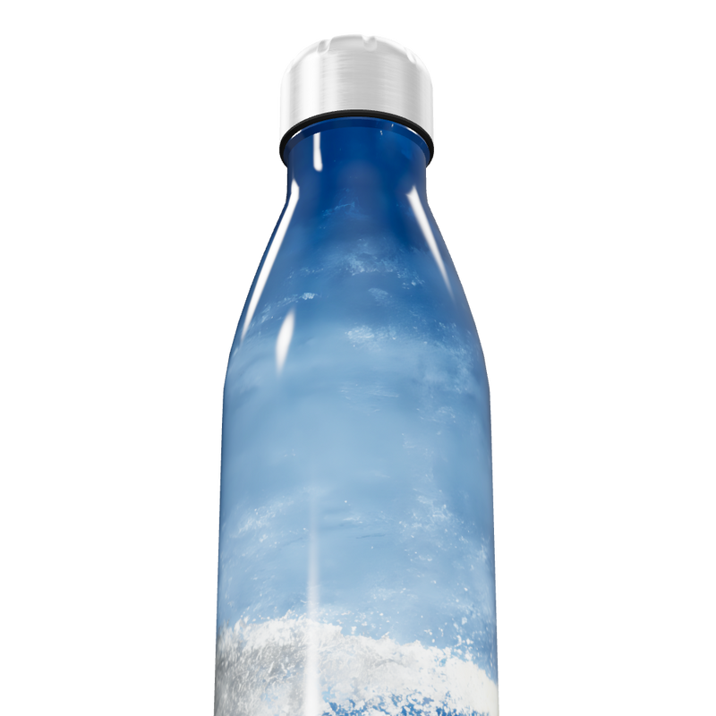 Garrafa Inox - Azul com Estampa de Ondas