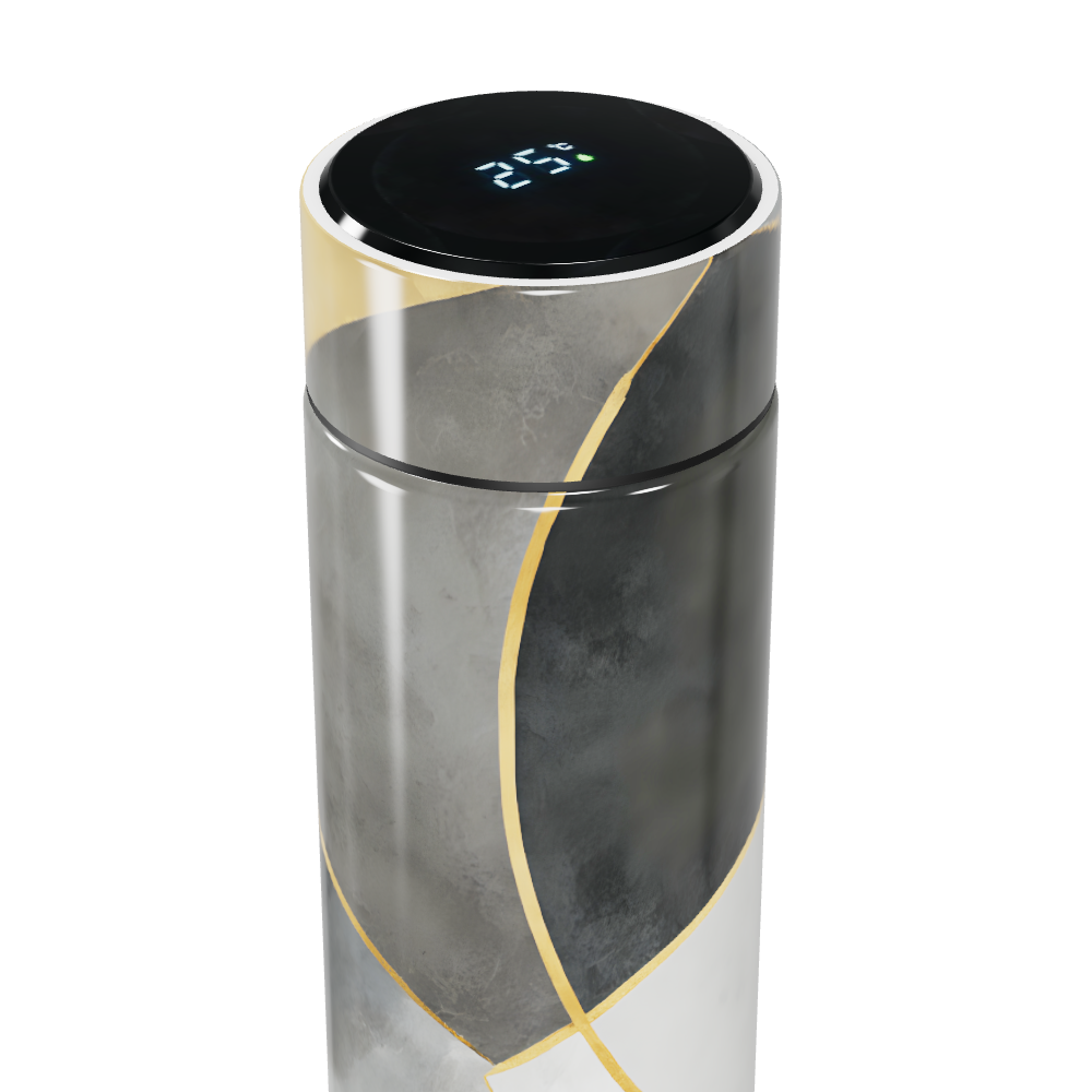 Garrafa Térmica Touch - Preto e Branco com Display