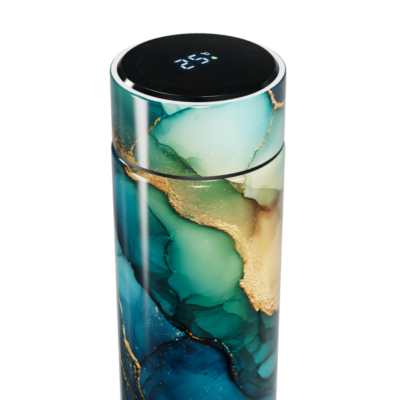 Garrafa Térmica Touch - Design Abstrato Azul