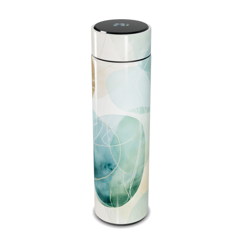 Garrafa Térmica Touch - Azul com Estampa Abstrata