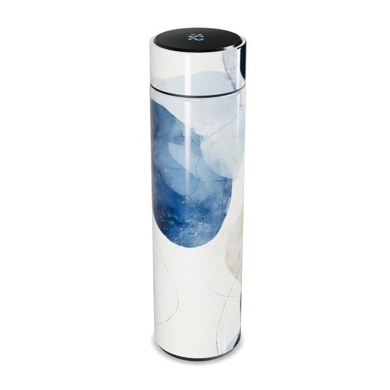 Garrafa Térmica Touch - Azul e Branca com Display
