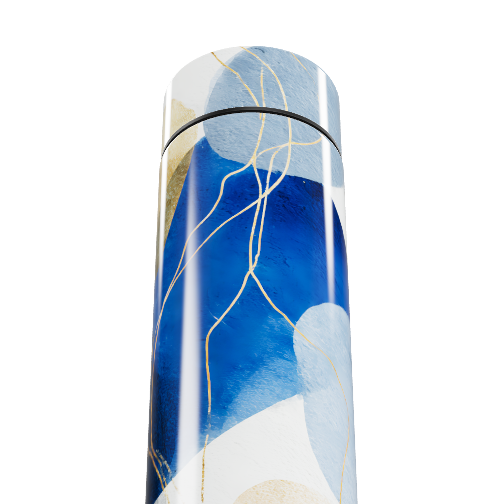 Garrafa Térmica Touch - Azul com Estampa Abstrata