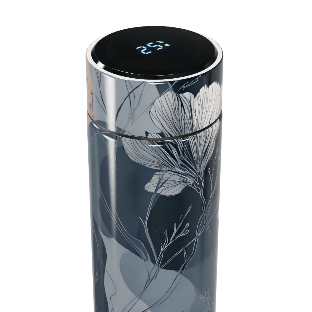 Garrafa Térmica Touch - Floral Preta Digital