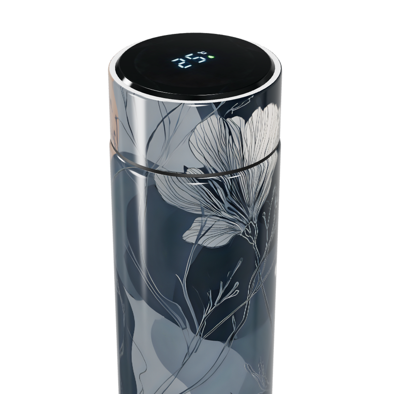 Garrafa Térmica Touch - Floral Preta Digital