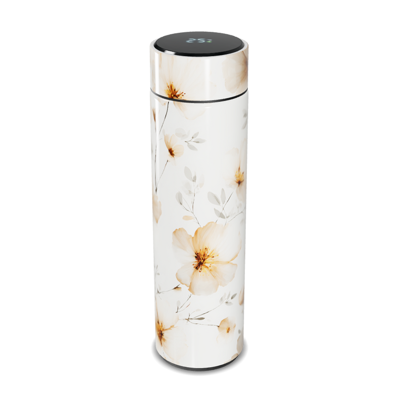 Garrafa Térmica Touch - Floral Branca