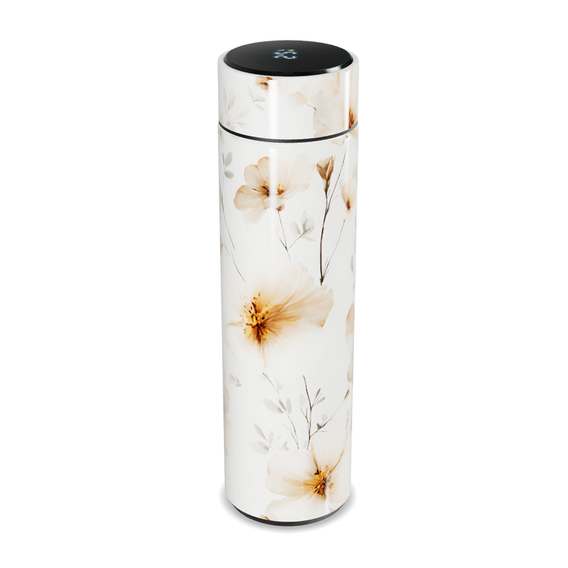 Garrafa Térmica Touch - Floral Branca