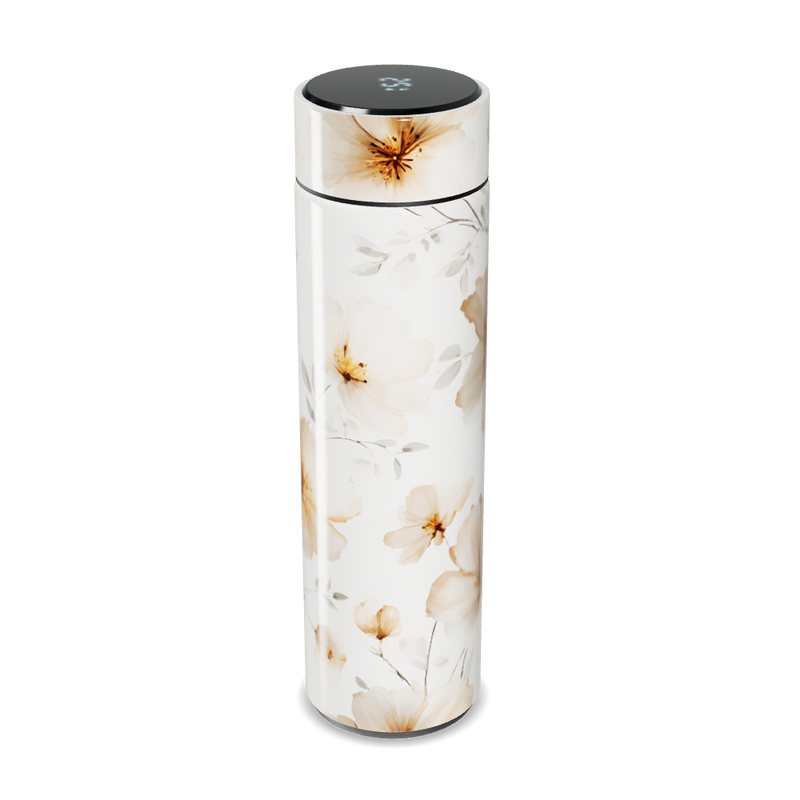 Garrafa Térmica Touch - Floral Branca