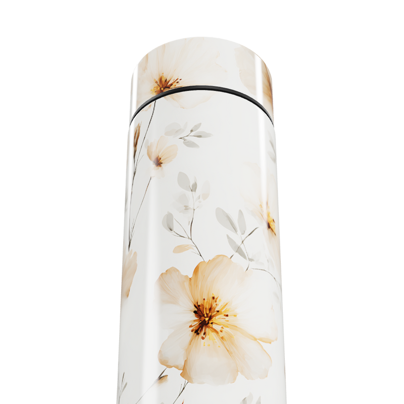 Garrafa Térmica Touch - Floral Branca