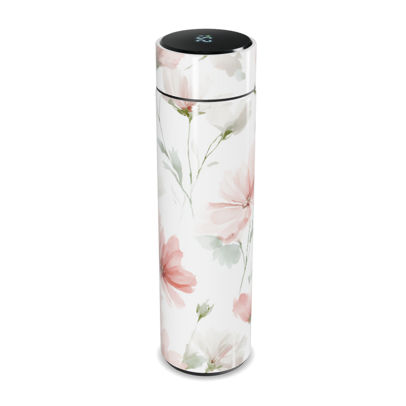 Garrafa Térmica Touch - Floral Branca Digital