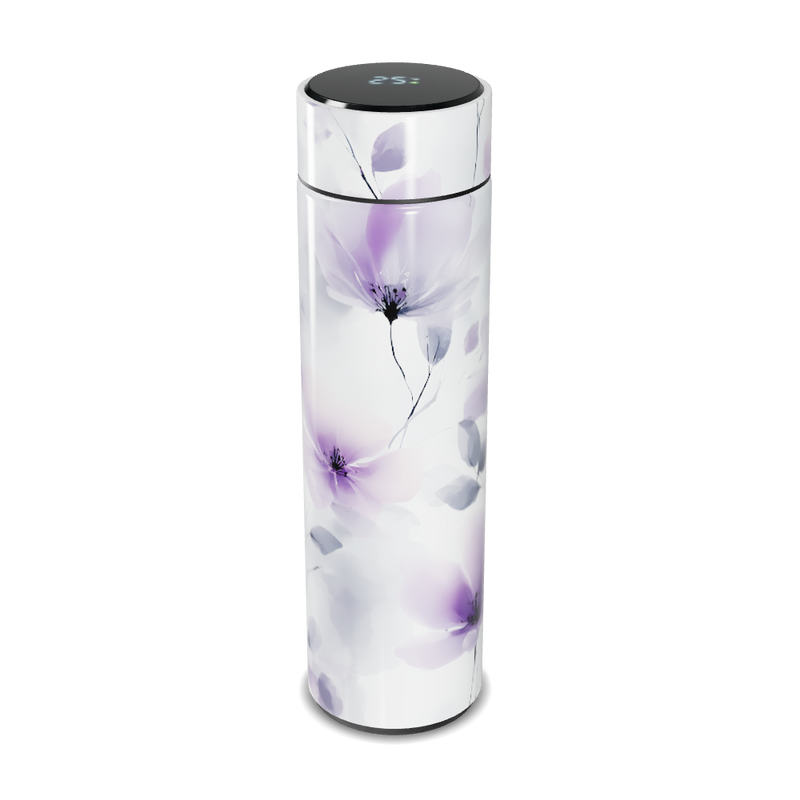 Garrafa Térmica Touch - Floral Branco Roxo