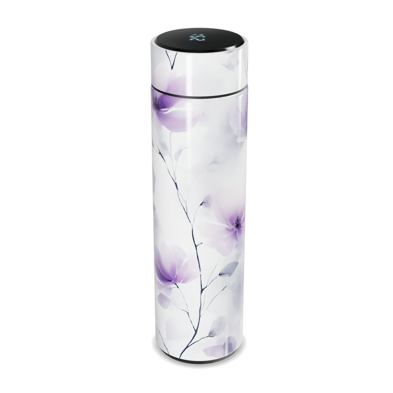 Garrafa Térmica Touch - Floral Branco Roxo