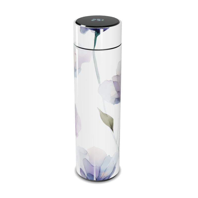 Garrafa Térmica Touch - Floral Branca Digital