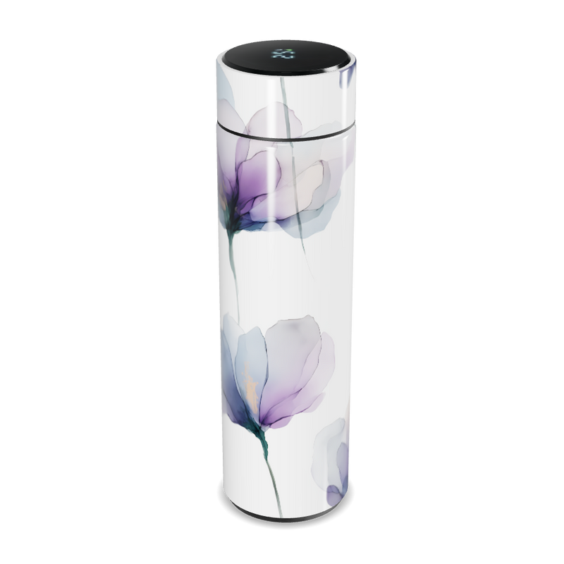 Garrafa Térmica Touch - Floral Branca Digital
