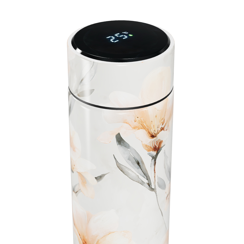 Garrafa Térmica Touch Flores Brancas