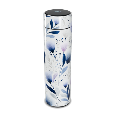 Garrafa Térmica Touch - Floral Branca Digital