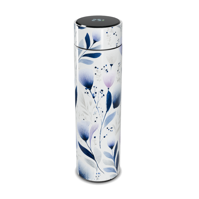 Garrafa Térmica Touch - Floral Branca Digital