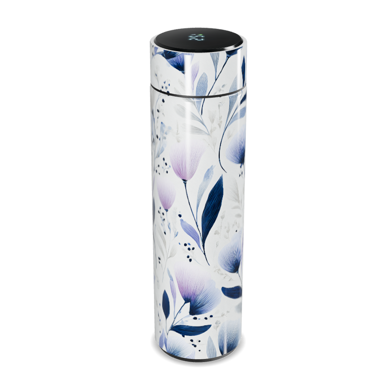 Garrafa Térmica Touch - Floral Branca Digital