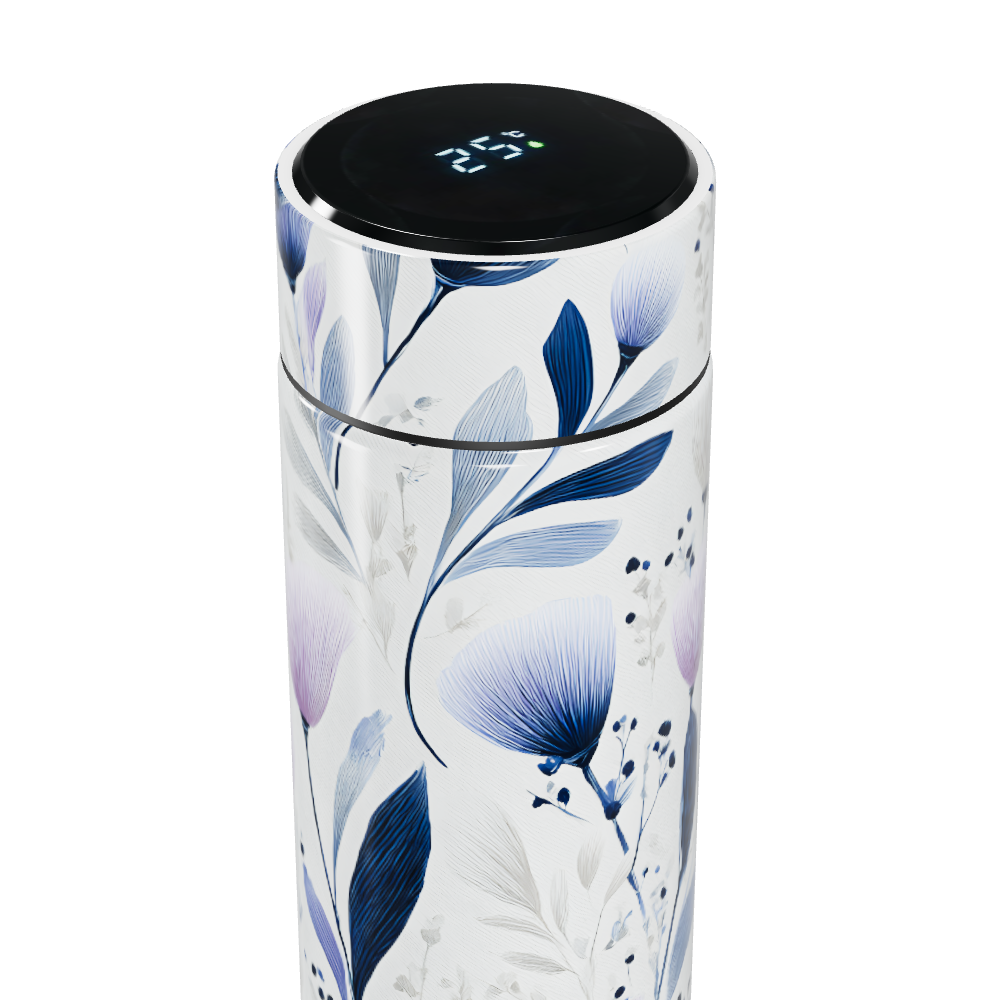 Garrafa Térmica Touch - Floral Branca Digital