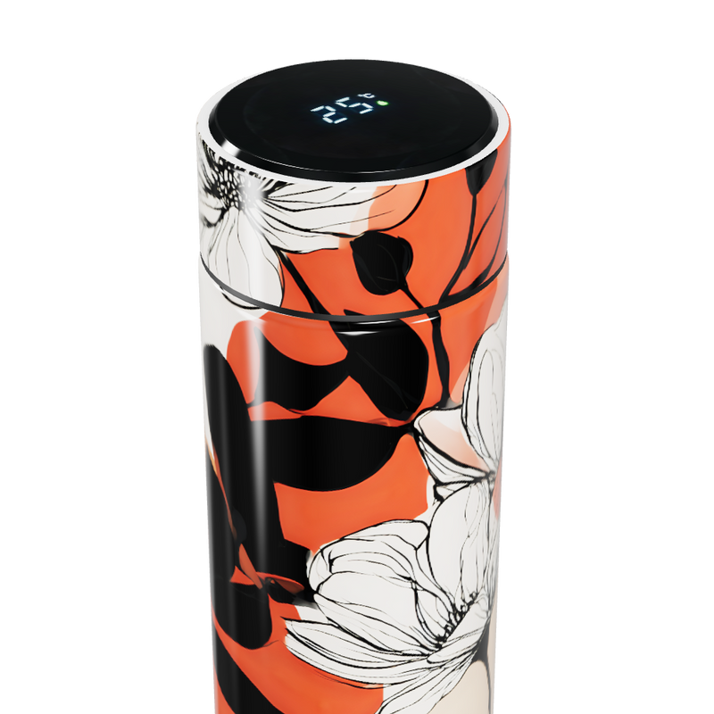 Garrafa Térmica Touch Floral Laranja
