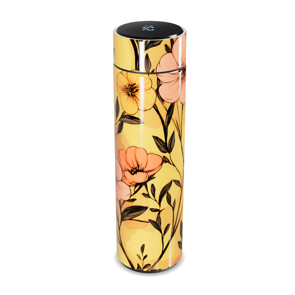 Garrafa Térmica Touch - Floral Amarela Digital