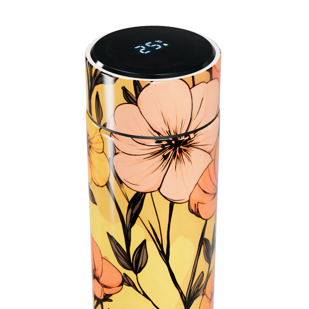 Garrafa Térmica Touch - Floral Amarela Digital