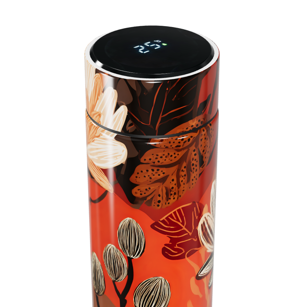 Garrafa Térmica Touch Estampa Floral Vermelha