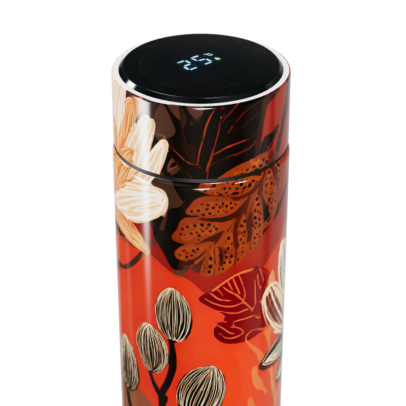 Garrafa Térmica Touch Estampa Floral Vermelha