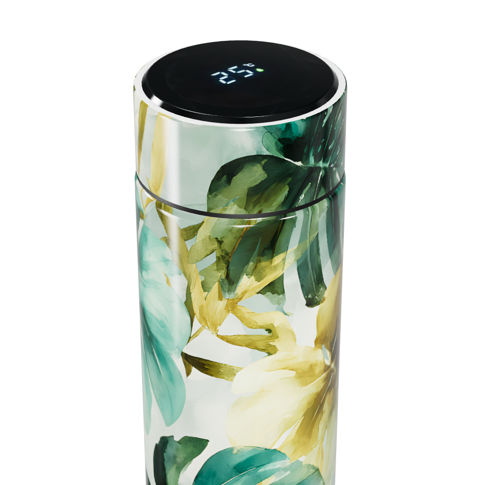 Garrafa Térmica Touch - Estampa Floral Verde