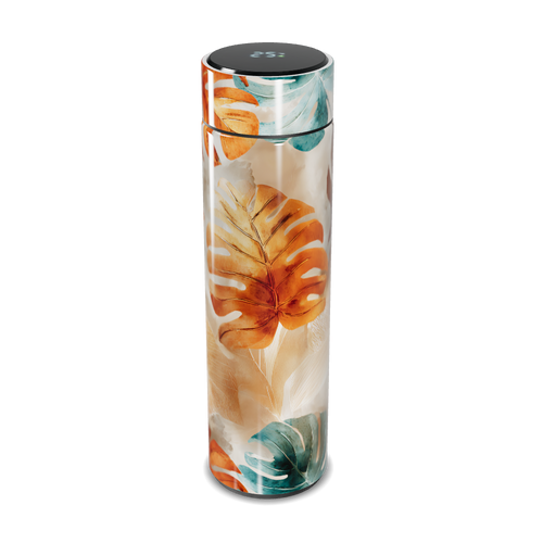 Garrafa Térmica Touch Folhas Coloridas Vidro