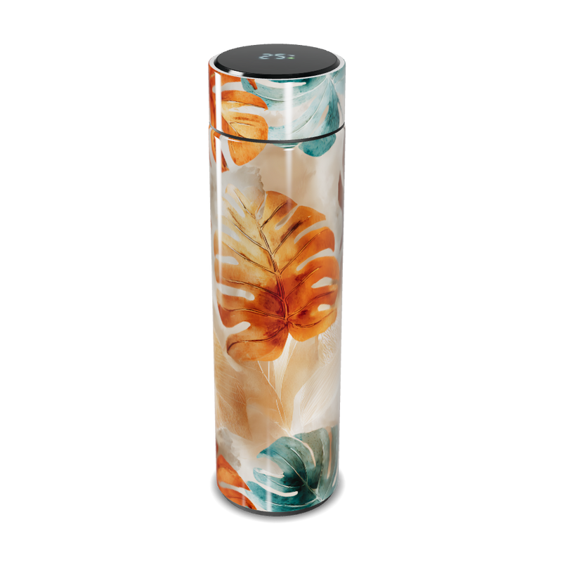 Garrafa Térmica Touch Folhas Coloridas Vidro