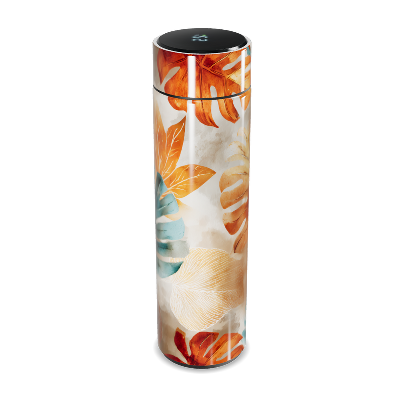 Garrafa Térmica Touch Folhas Coloridas Vidro