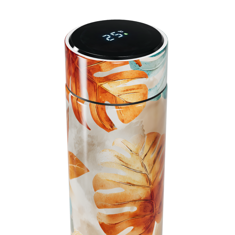 Garrafa Térmica Touch Folhas Coloridas Vidro