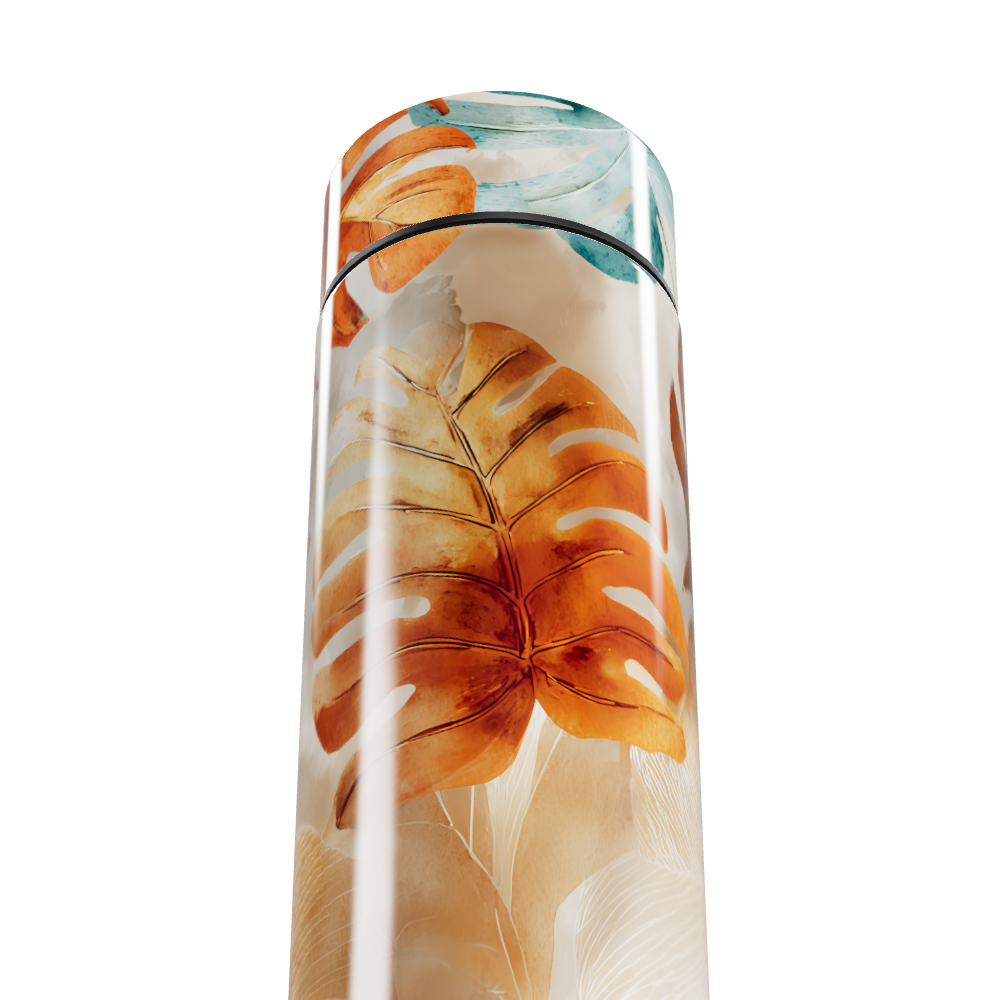 Garrafa Térmica Touch Folhas Coloridas Vidro