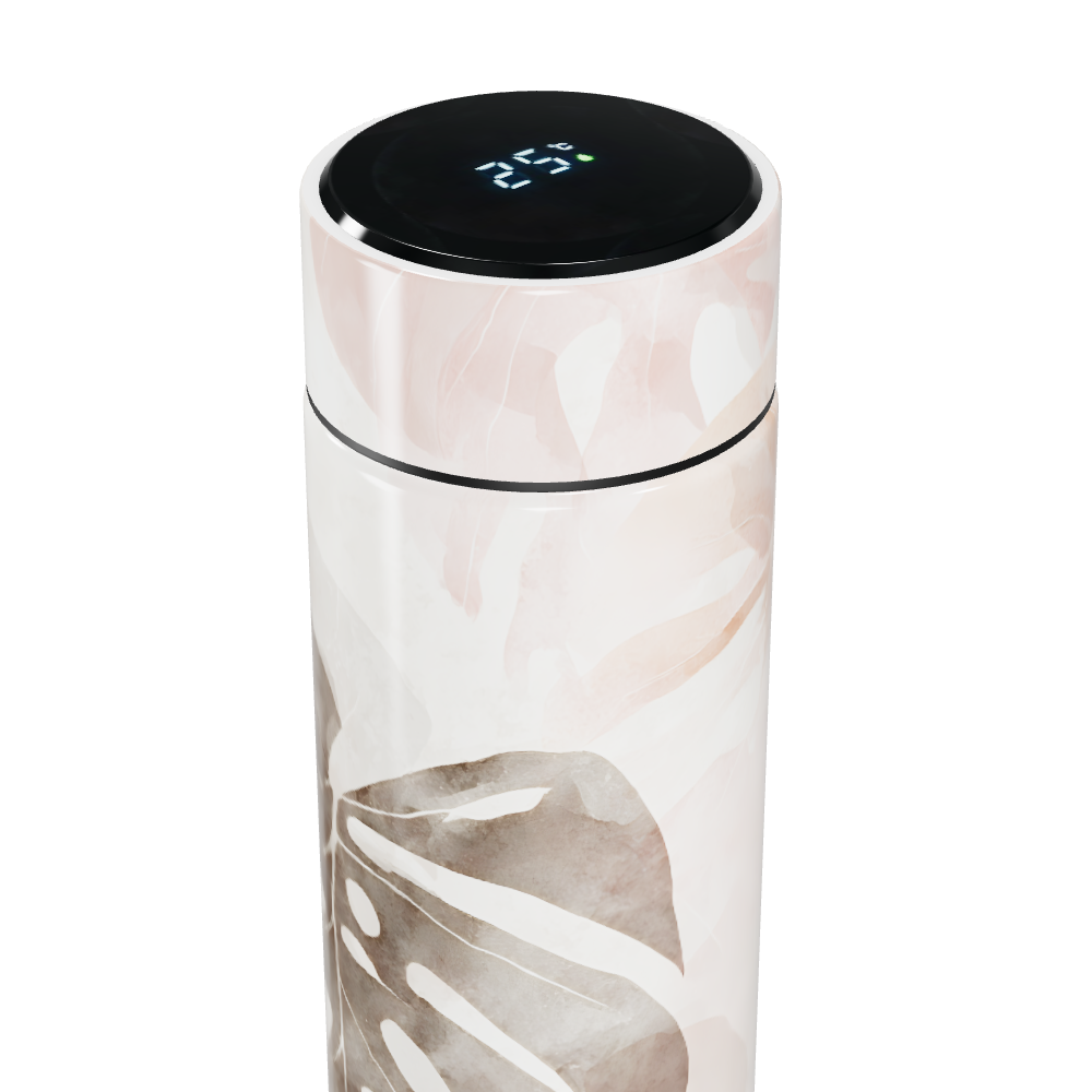 Garrafa Térmica Touch - Floral Branca Digital