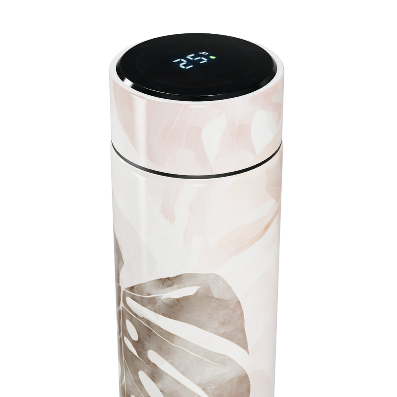 Garrafa Térmica Touch - Floral Branca Digital